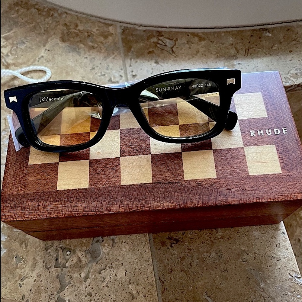 RHUDE BLACK AND YELLOW SUN RAY SUNGLASSES XLD